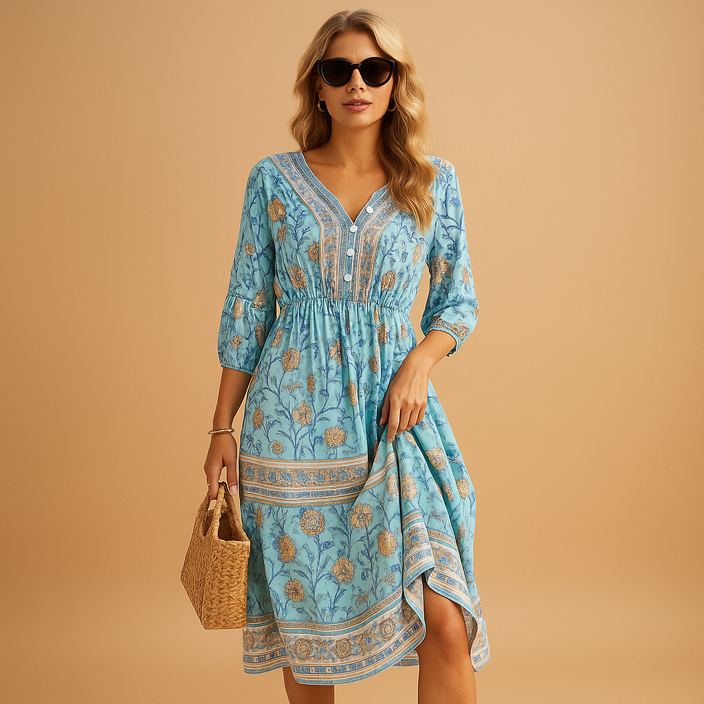 Lekkie boho letnie sukienka z luźnym krojem | Nina 0